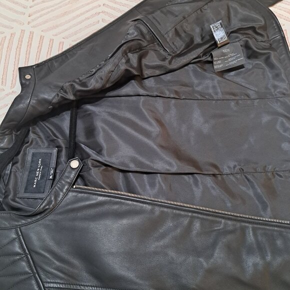 NEW! XL Marc New York Andrew Marc 100% Genuine Leather Racer Moto Jacket - Picture 6 of 7
